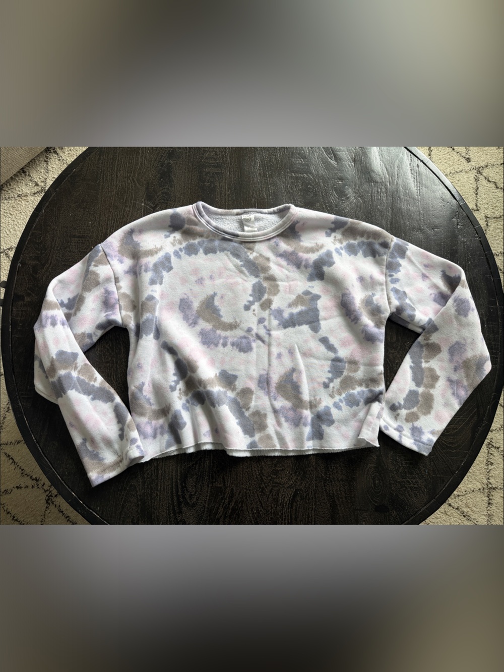 Tie-Dye Crewneck Sweatshirt in Pastel Gray & Pink